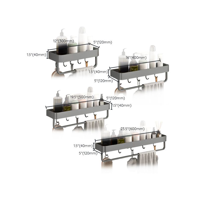 BowLift | Modern Grey 2-piece Bathroom Accessory Set, Matte Grey, Bathroom Shelf