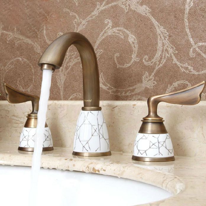 BowLift | Deck Mounted Roman Tub Faucet Low Arc Bronze Romantic Bathtub Fitting Set