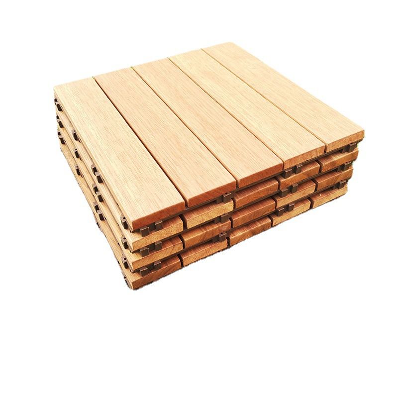 BowLift | Teak-Finish 5-Slat Square Wooden Floor Tiles Connection Garden Tiles