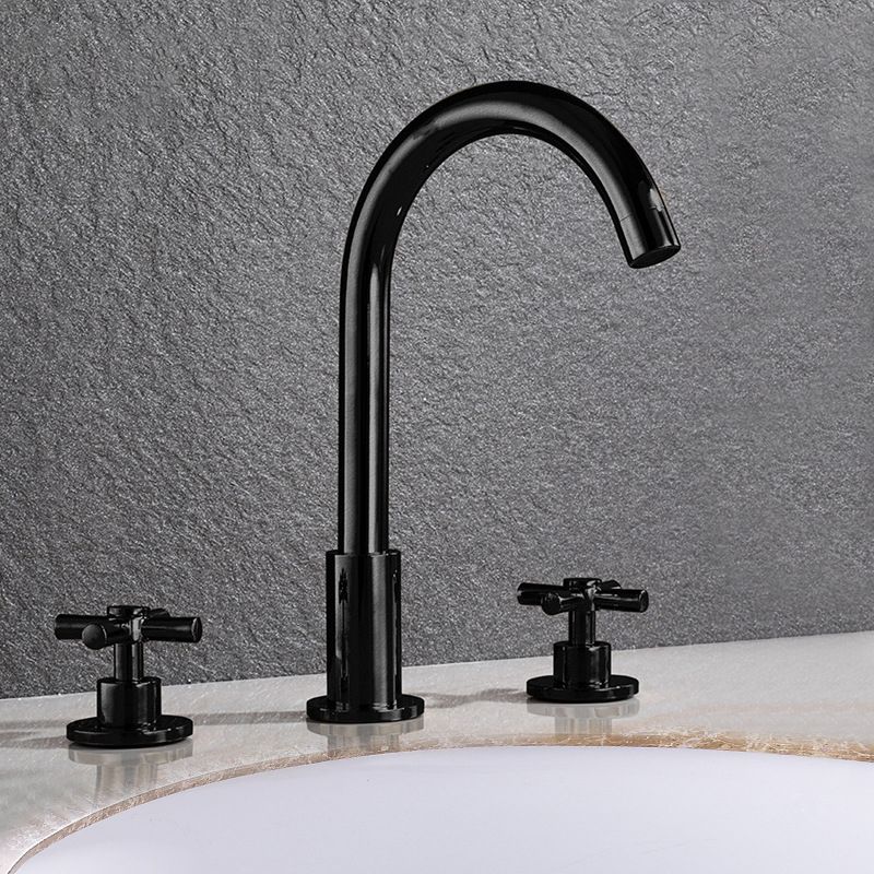 BowLift | Goose Neck Bathroom Basin Faucet 2 Handles Hot and Cold Water Basin Faucet with Drain