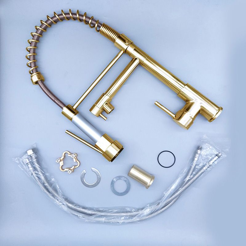 BowLift | Glam Basin Faucet Brass Lever Handles Spring Neck Three-Function Bathroom Sink Tap