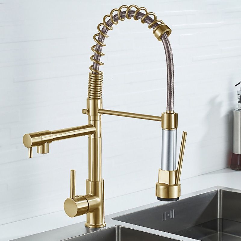 BowLift | Glam Basin Faucet Brass Lever Handles Spring Neck Three-Function Bathroom Sink Tap