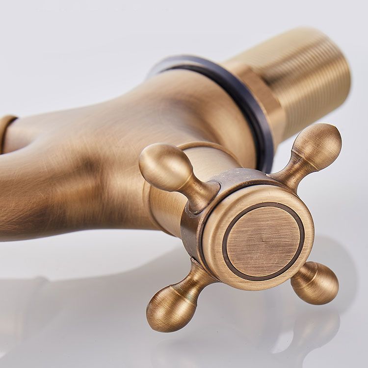 BowLift | Glam Vanity Sink Faucet Brass Cross Handles Low Arc Basin Faucet