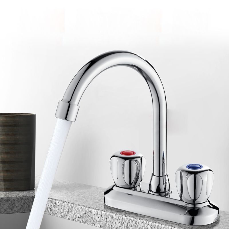 BowLift | 2-Handle Brass Bathroom Faucet Modern High Arc Center Tap