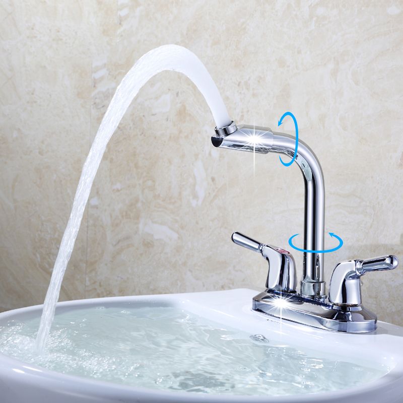 BowLift | 2-Handle Brushed Nickel Widespread Faucet 2-Hole Centered Bathroom Sink Faucet with Brass