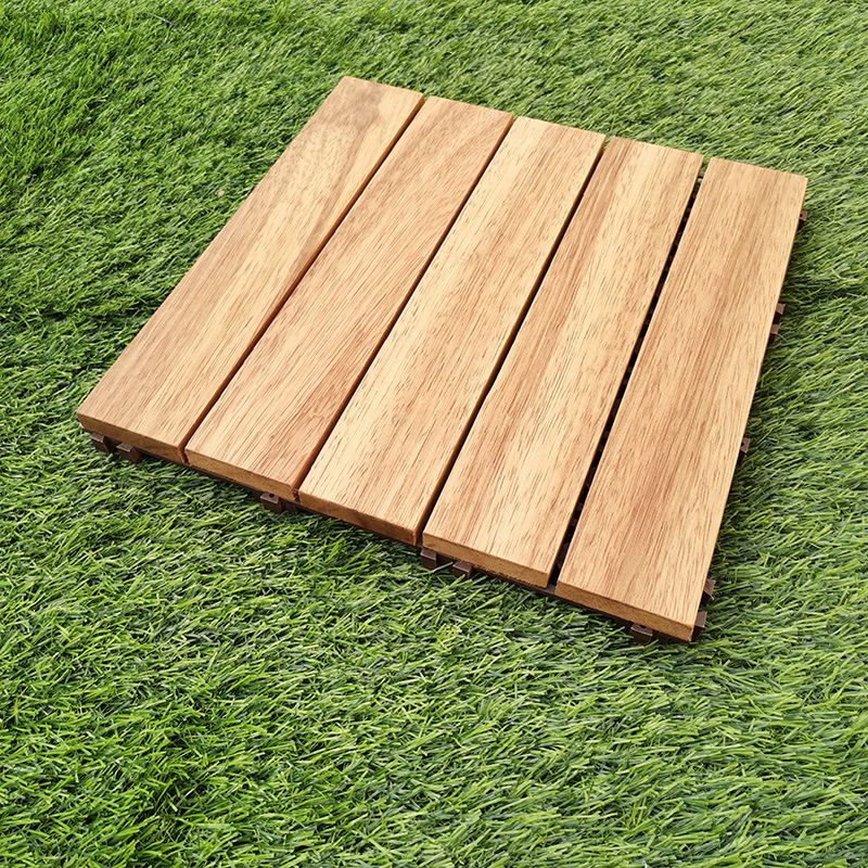 BowLift | Teak-Finish 5-Slat Square Wooden Floor Tiles Connection Garden Tiles
