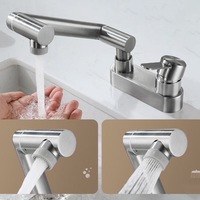 BowLift | 2 holes sink faucet swivel stainless steel single handle central mounted faucet