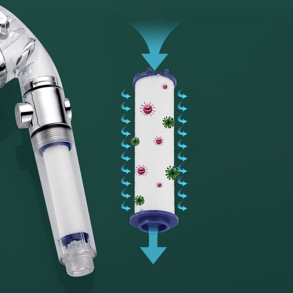 BowLift | Modern Handheld Shower Head Round Filter Ball Spray Head in Silver