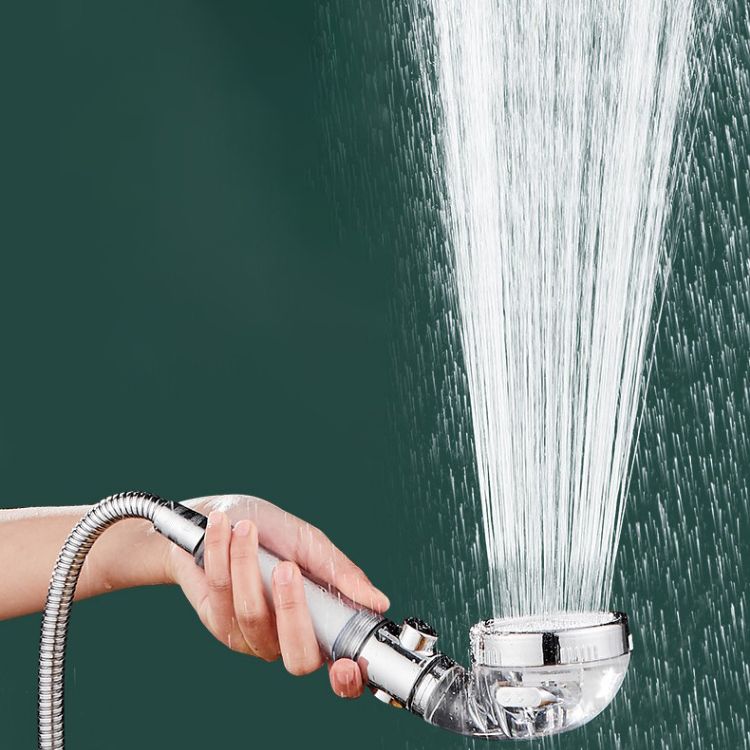 BowLift | Modern Handheld Shower Head Round Filter Ball Spray Head in Silver