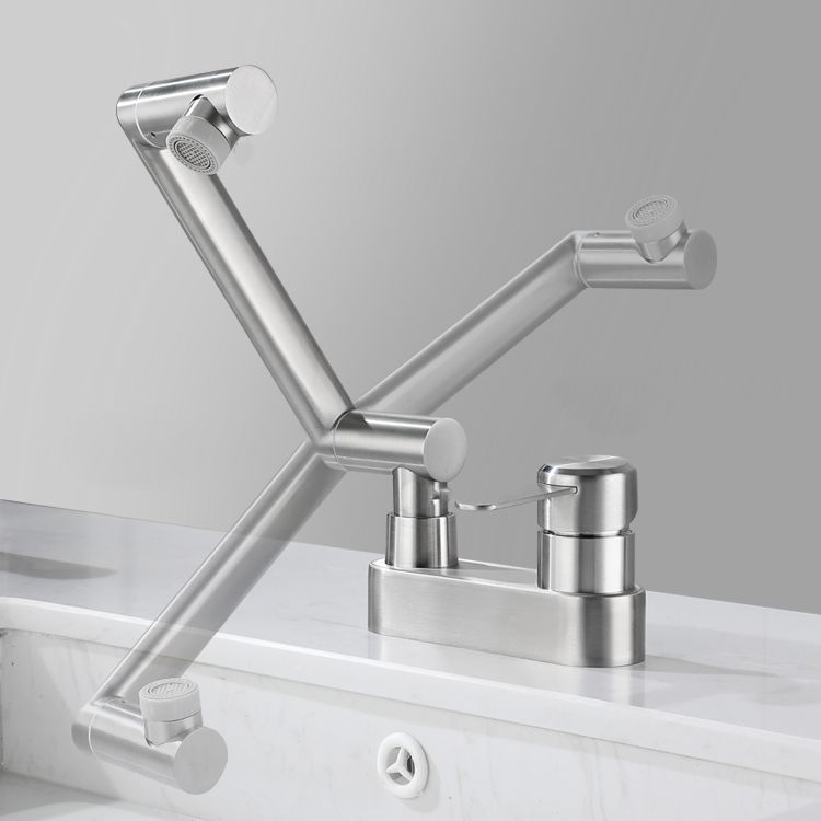 BowLift | 2 holes sink faucet swivel stainless steel single handle central mounted faucet