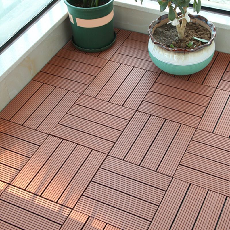 BowLift | 12" X 12" PVC 6-Slat Square Patio Tiles Snap Fit Installation Outdoor Floor Tiles