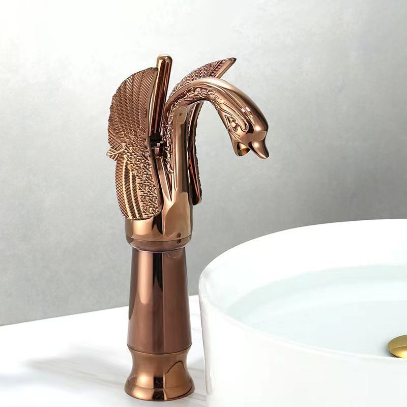 BowLift | Full brass bathroom sink faucet hot and cold water single lever sink faucet