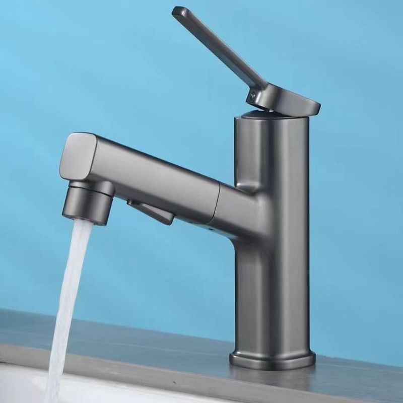 BowLift | Modern bathroom sink faucet with brass lever handles and swivel spout