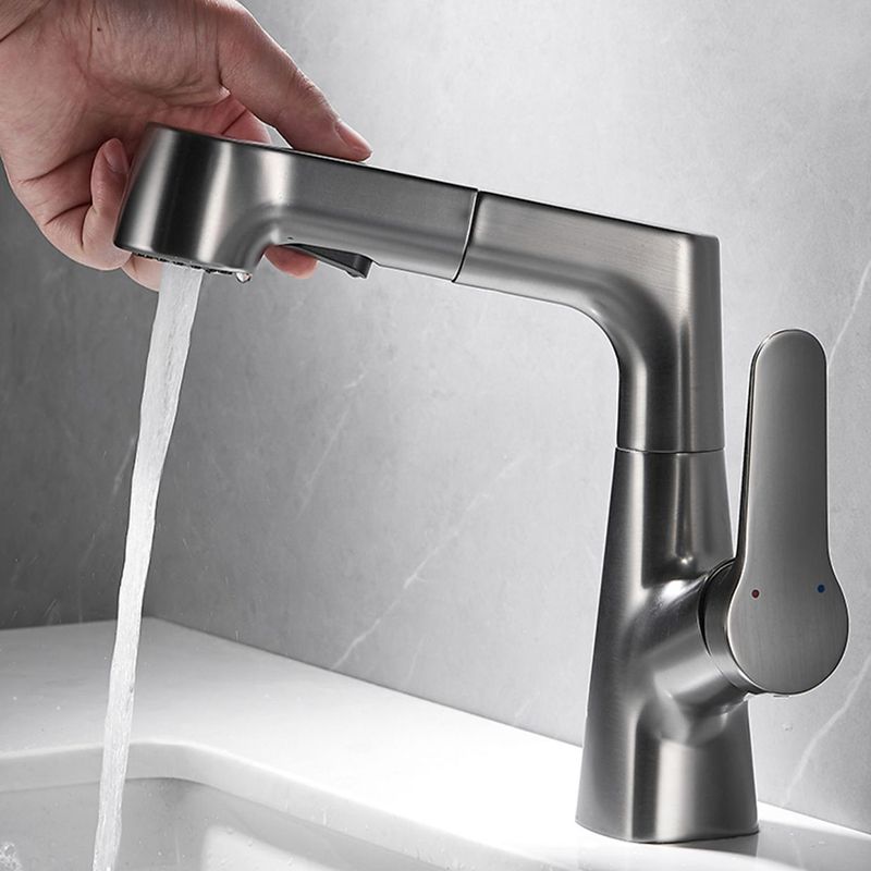 BowLift | 1-Handle Brushed Nickel Widespread Faucet Single Hole Bathroom Vessel Faucet with Brass