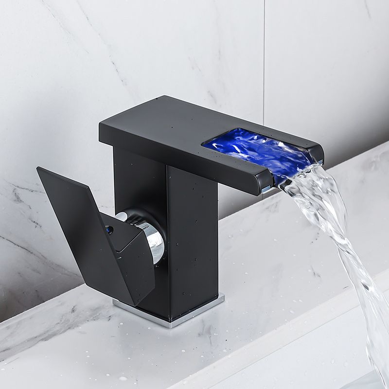 BowLift | Waterfall basin mixer tap square lever handle with LED three-color light