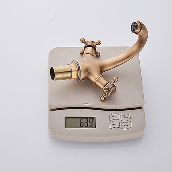 BowLift | Glam Vanity Sink Faucet Brass Cross Handles Low Arc Basin Faucet