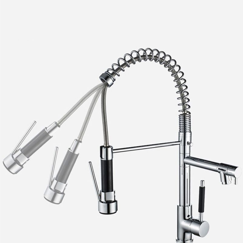 BowLift | Glam Basin Faucet Brass Lever Handles Spring Neck Three-Function Bathroom Sink Tap