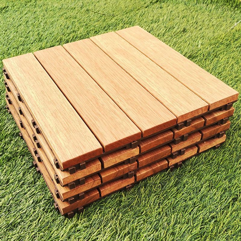 BowLift | Teak-Finish 5-Slat Square Wooden Floor Tiles Connection Garden Tiles