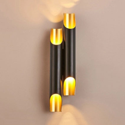 BowLift | Gold/Black/White Tube Wall Lamp Wall Light Modern Style 2/4 Lights Metal Wall Mounted Lamp for Living Room
