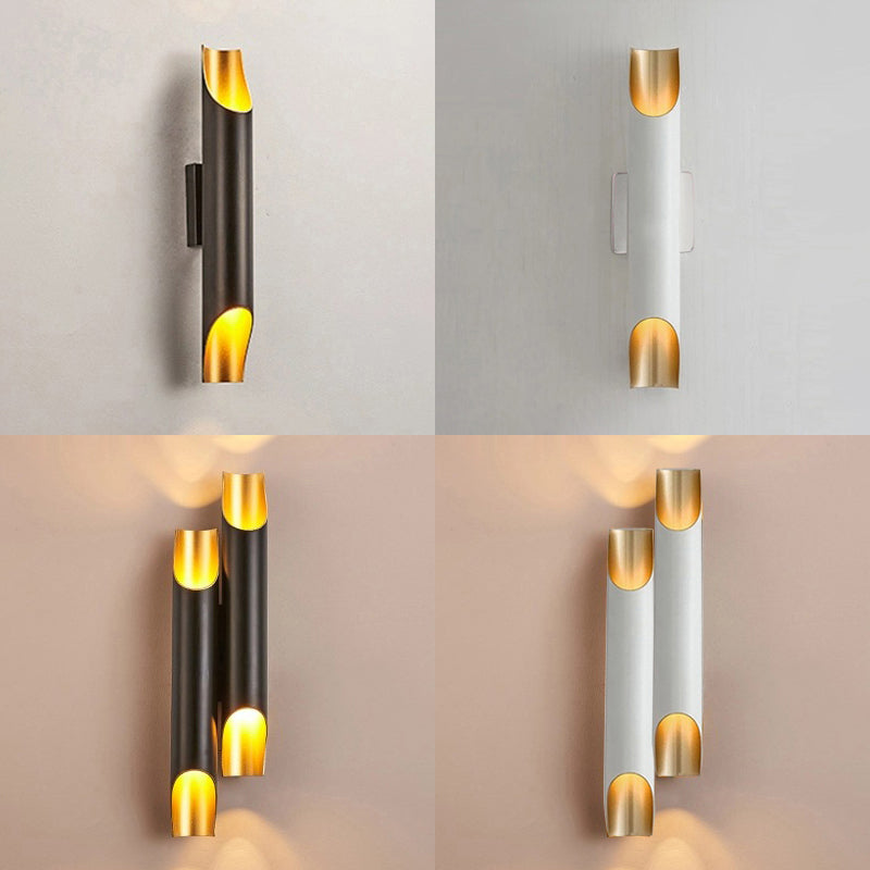 BowLift | Gold/Black/White Tube Wall Lamp Wall Light Modern Style 2/4 Lights Metal Wall Mounted Lamp for Living Room