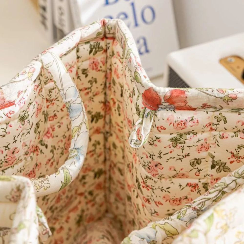 BowLift | Delicate Floral Canvas Storage Basket