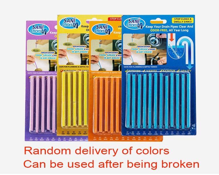 BowLift | IcoolGadgets 12pcs/Pack Sani Sewer Rod Drain Cleaner Sticks Kitchen Toilet Bathtub Sewage Decontamination To Deodorant Sewer Stop Clogs tools