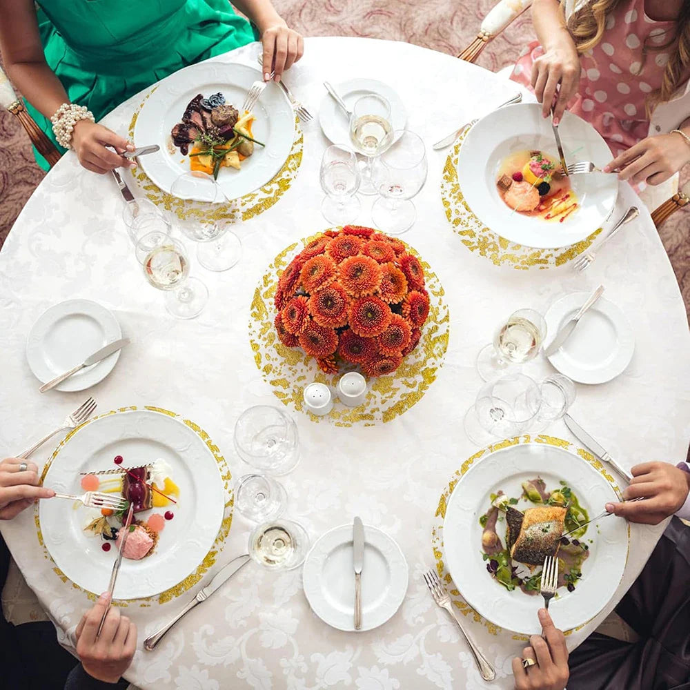 12pcs Disposable Gold Decoration Placemats Set Table Mat Kitchen Tools | Bowlift