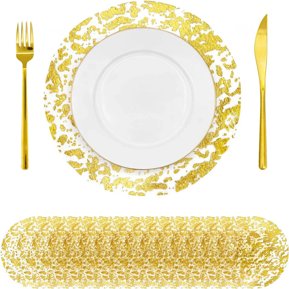 12pcs Disposable Gold Decoration Placemats Set Table Mat Kitchen Tools | Bowlift