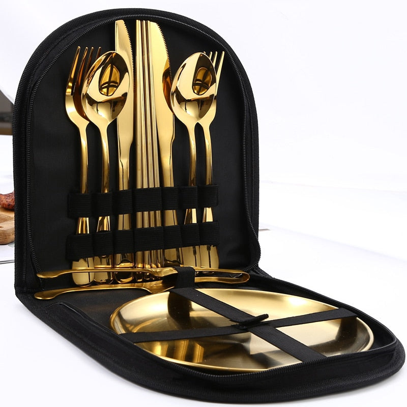 12pcs Portable Stainless Steel Cutlery Set Tableware For Camping | Bowlift