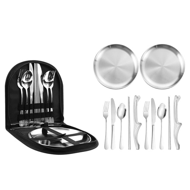 12pcs Portable Stainless Steel Cutlery Set Tableware For Camping | Bowlift