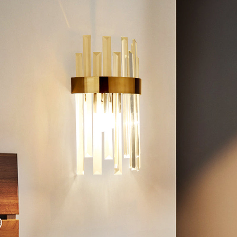 BowLift | 1 Head Wall Sconce Lighting with Icicle Crystal Contemporary Dining Room Wall Lamp in Black