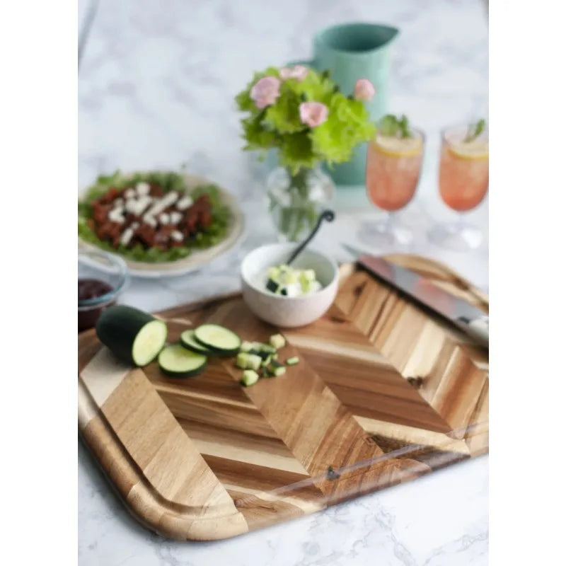 13"x19" Wooden Carving and Serving Cheese Board Cutting Chopper Board | Bowlift