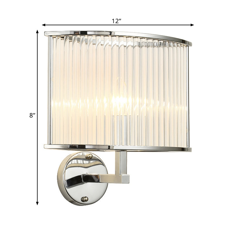 BowLift | 1 Bulb Oblong Wall Lamp Modern Silver Finish Clear Crystal Tube Shade Wall Light Lighting