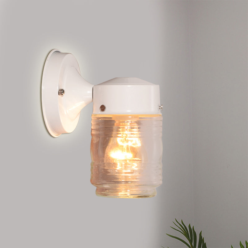BowLift | Cylindrical Clear Glass Wall Lamp Modern 1 Light Black/White Wall Mounted Light Fixture