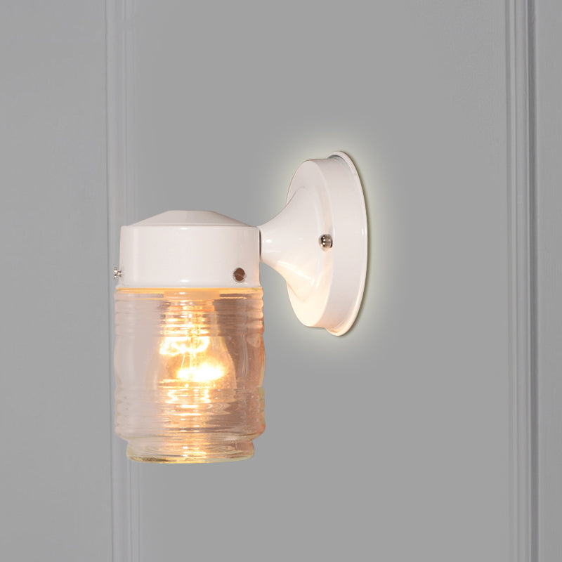 BowLift | Cylindrical Clear Glass Wall Lamp Modern 1 Light Black/White Wall Mounted Light Fixture