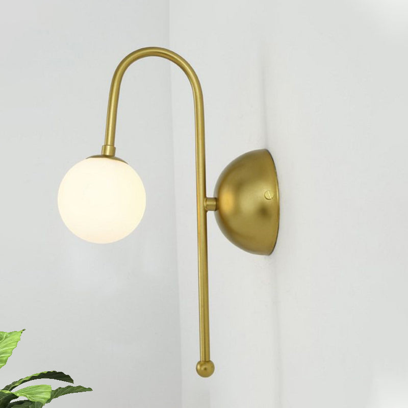 BowLift | 1 Bulb Globe Wall Mounted Light Modern Gold Opal Glass Lighting for the Living Room