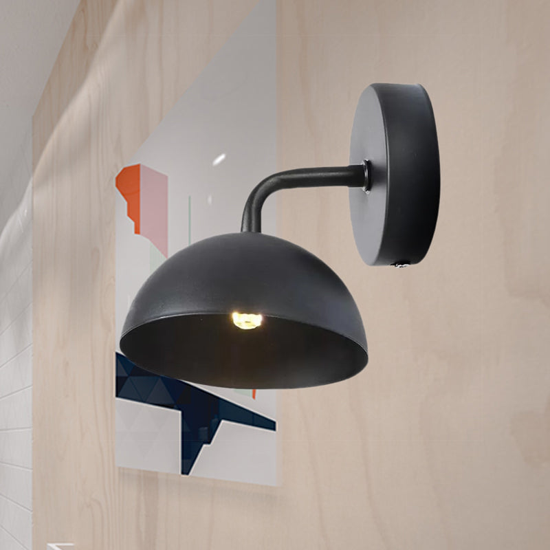 BowLift | 1 Light Wall Lamp Industrial Dome Shade Metal Down Wall Light with Curved Arm in Black/Bronze for Bedroom