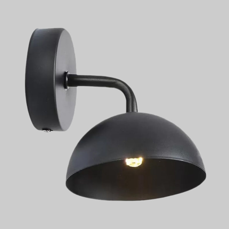 BowLift | 1 Light Wall Lamp Industrial Dome Shade Metal Down Wall Light with Curved Arm in Black/Bronze for Bedroom