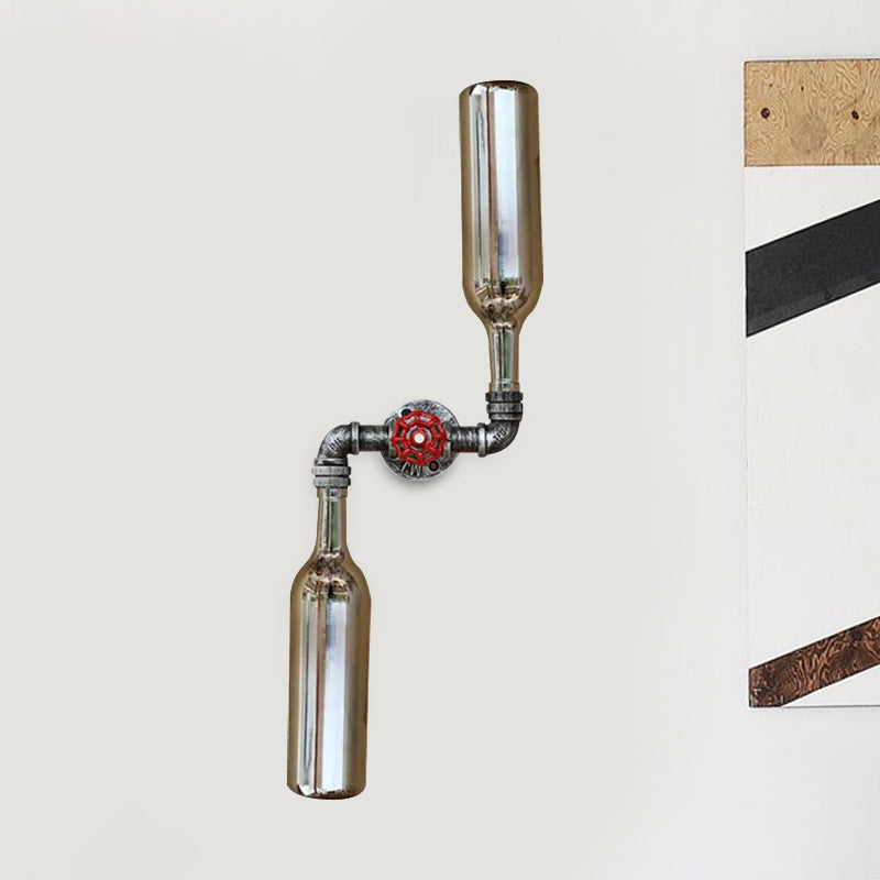 BowLift | Glass Gray/Blue Wall Light Wine Bottle 2 Lights Industrial Style Wall Mount Light for Living Room