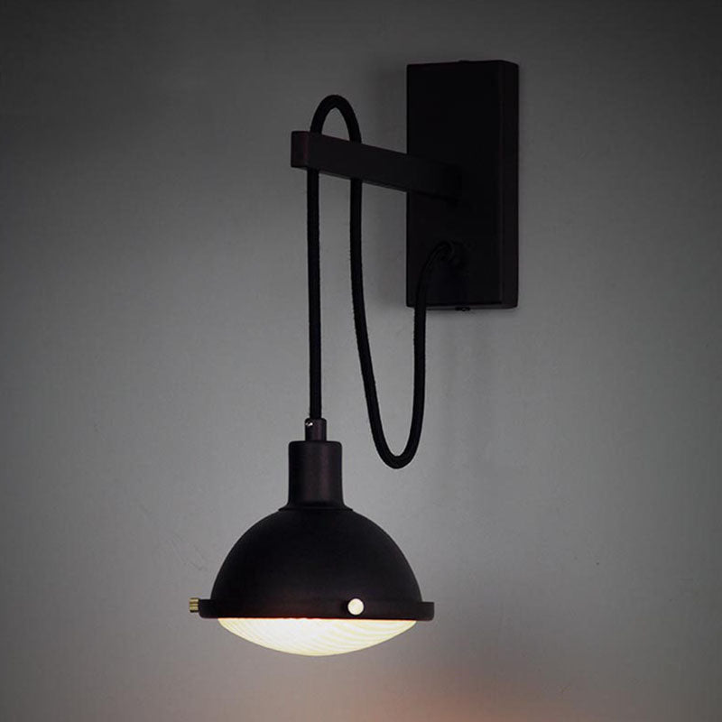 BowLift | 1 Light Wall Lighting Farm Bowl Shade Metallic Wall Lamp in Black for Dining Room