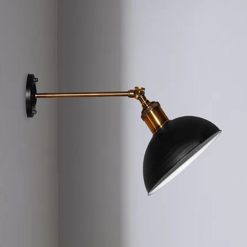 BowLift | 1 Light Wall Lamp Loft Style Dome/Drum Shade Metal Adjustable Wall Lamp in Black for Bedroom