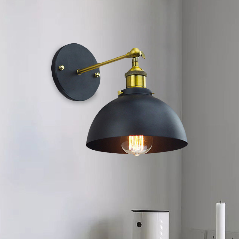 BowLift | 1 Head Wall Light with Dome Shade Metal Rotatable Wall Lamp in Brass Finish for Balcony