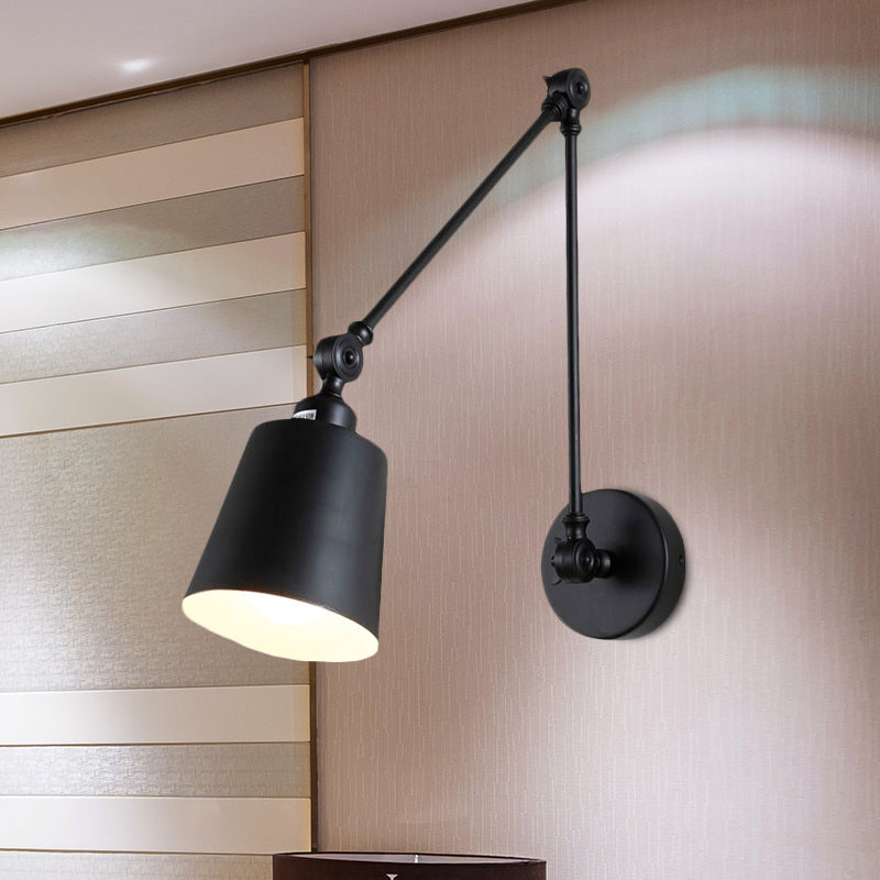 BowLift | 1 Light Metal Wall Lamp Contemporary Black/Rust Colored Tailored Bedroom Wall Lamp Sconces with Adjustable Arm