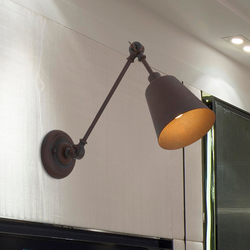 BowLift | 1 Light Metal Wall Lamp Contemporary Black/Rust Colored Tailored Bedroom Wall Lamp Sconces with Adjustable Arm