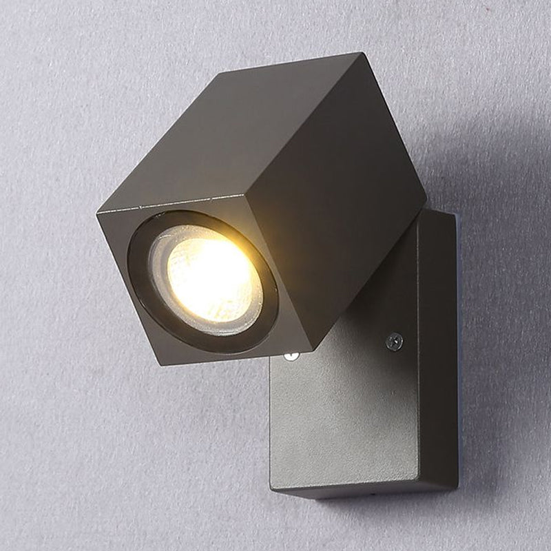 BowLift | Gray cubic shade wall light industrial style metallic LED patio adjustable wall mounted lamp