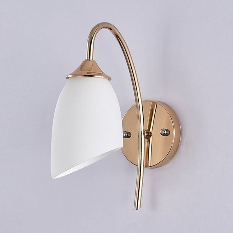 BowLift | 1 Bulb Angle Shade Wall Mounted Light Fixture Modern Black/Gold Milk Glass Lighting for Bedroom