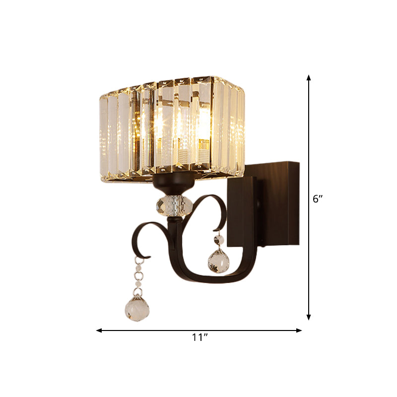 BowLift | 1/2-Bulb Metal Wall Light contemporary black curved arm hallway wall-mounted lamp