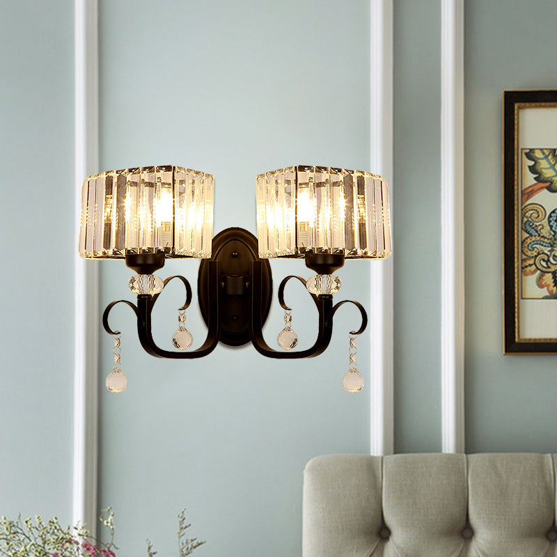 BowLift | 1/2-Bulb Metal Wall Light contemporary black curved arm hallway wall-mounted lamp