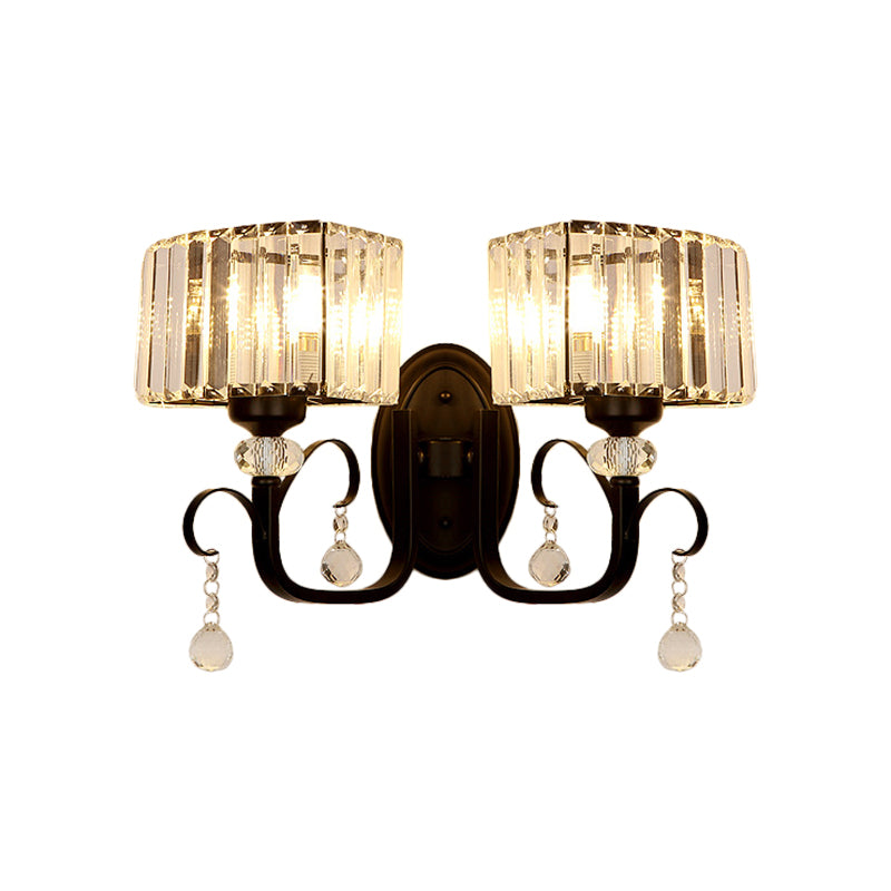 BowLift | 1/2-Bulb Metal Wall Light contemporary black curved arm hallway wall-mounted lamp