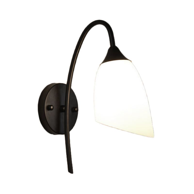BowLift | 1 Bulb Angle Shade Wall Mounted Light Fixture Modern Black/Gold Milk Glass Lighting for Bedroom